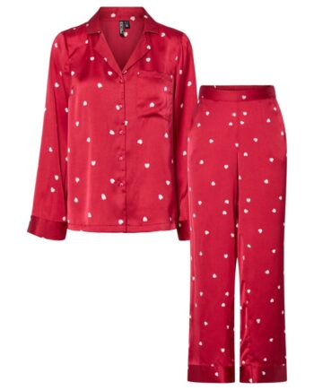 Pieces Nattøj Jytte Xmas Satin Night Set Savvy Red