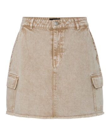 Pieces Nederdel Fay Mw Cargo Mini Denim Skirt Sandshell