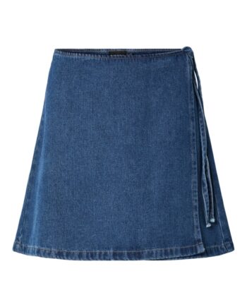 Pieces Nederdel Fibbo Hw Wrap Denim Skirt Medium Blue Denim