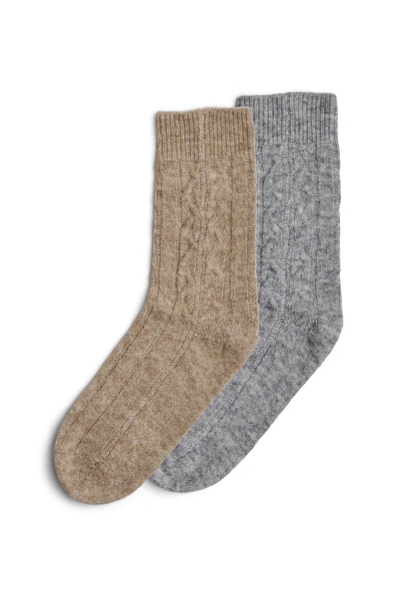Pieces Strømper Nonna Xmas Socks Pack Silver Mink