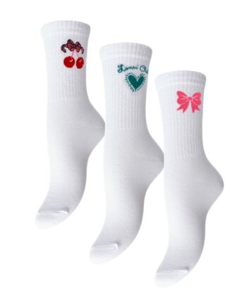 Pieces Strømper Sanni Socks   Pack Bright White Bow Cherry Lovers