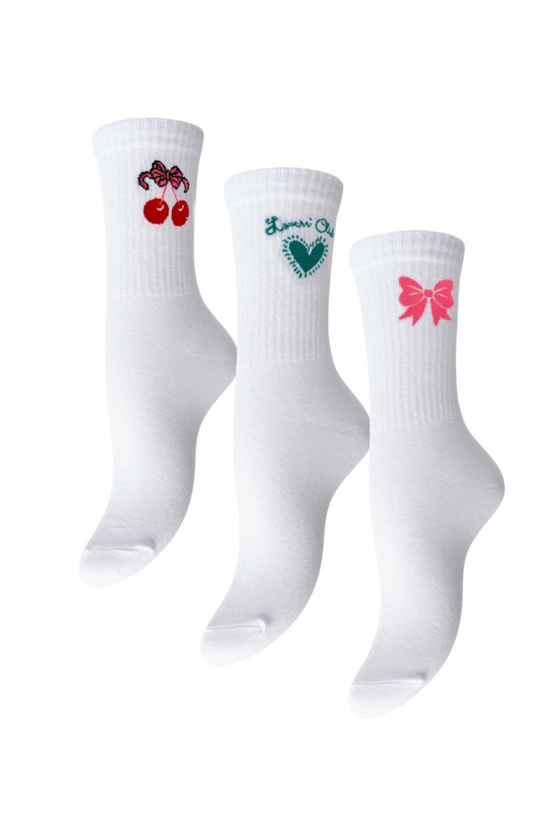 Pieces Strømper Sanni Socks Pack Bright White Bow Cherry Lovers