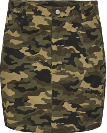 Pieces   Ditte Estrup   Cille Fjord Pcjessica Short Skirt Burnt Olive Camouflage Print