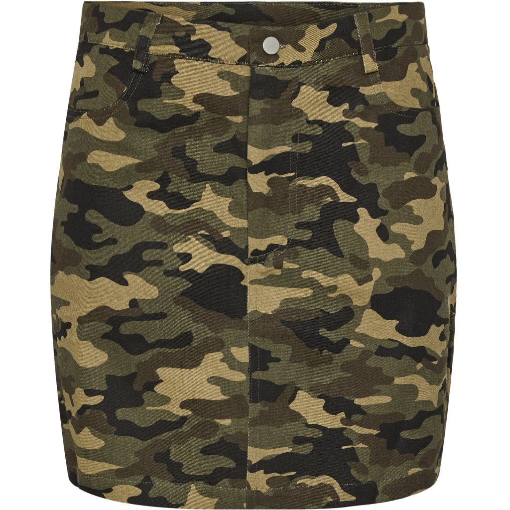 Pieces Ditte Estrup Cille Fjord Pcjessica Short Skirt Burnt Olive Camouflage Print