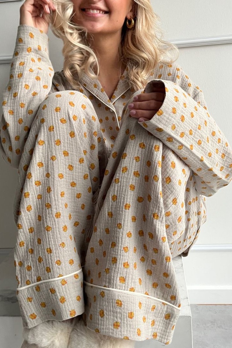 Stories From The Atelier By Copenhagen Shoes Skjorte Pajamas Shirt Green Yellow Big Flower