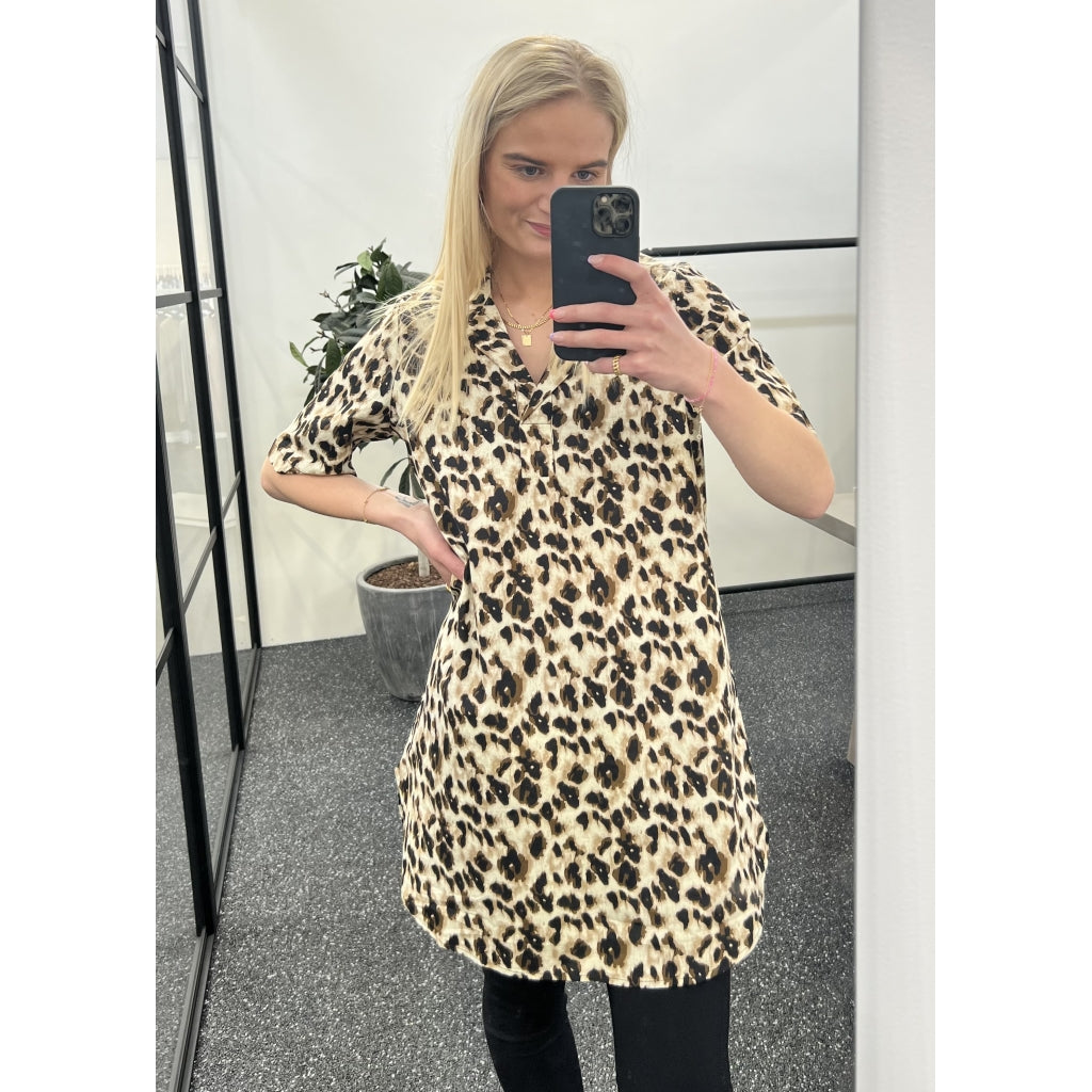 Vero Moda Dame Kjole Vmella Birch Black Brown Leo