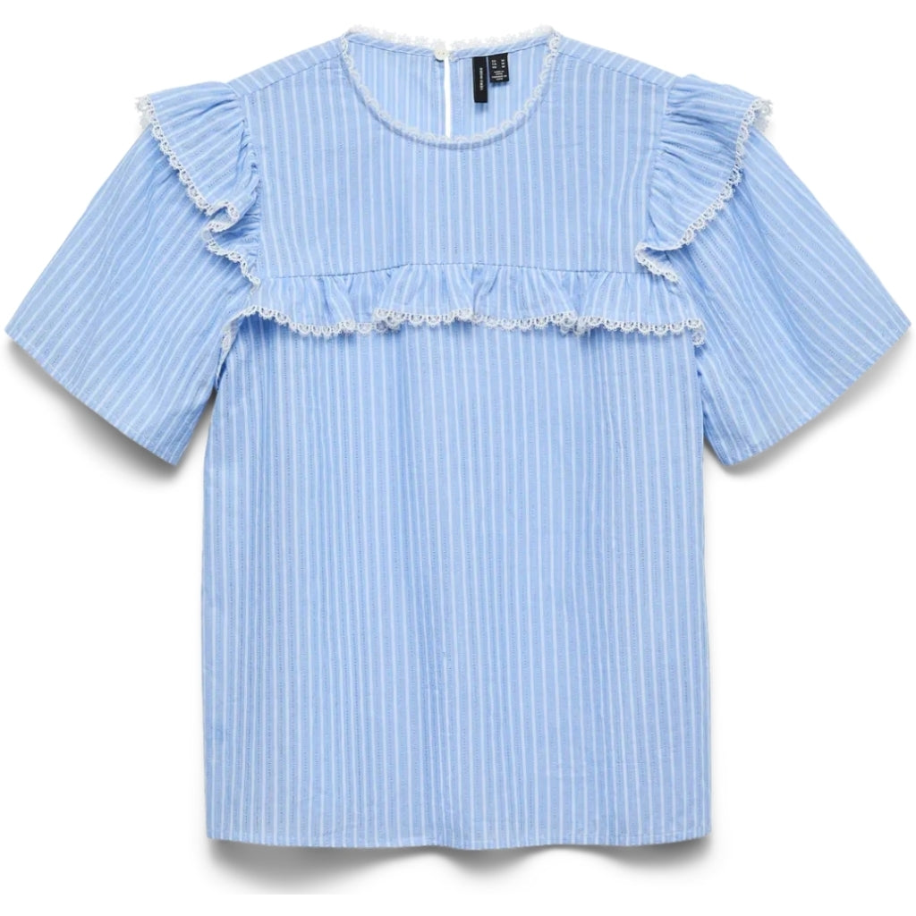 Vero Moda Dame Top Vmbell Cashmere Blue White