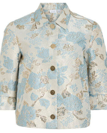 Vila Dame Blazer Viothea Snow White Jaquard Blue Gold