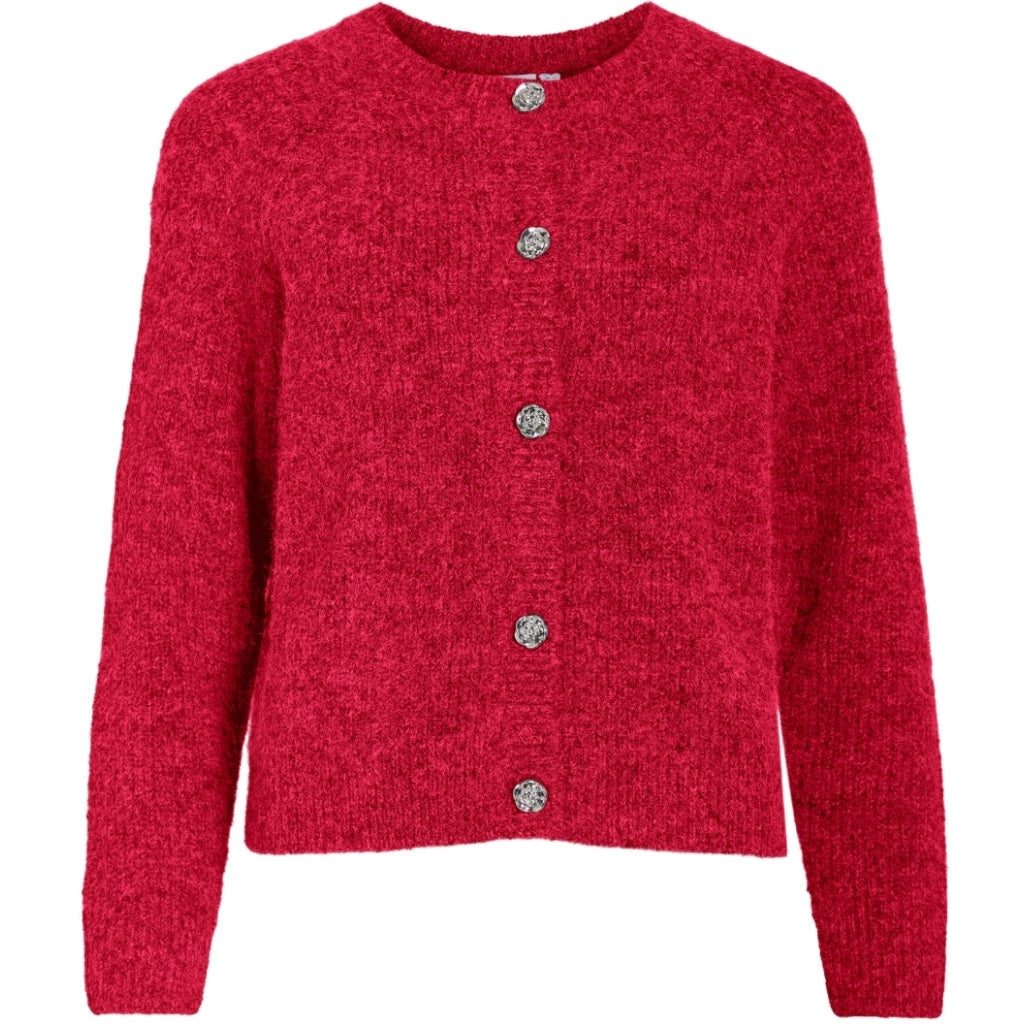 Vila Dame Cardigan Vicheena Jester Red Detail:melange