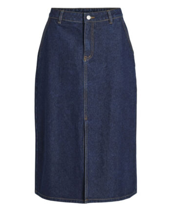 Vila Dame Nederdel Vikira Dark Blue Denim