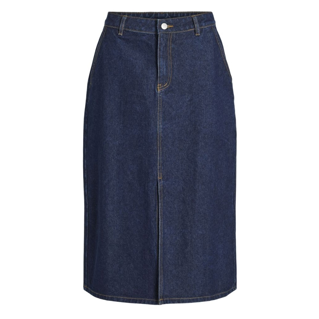 Vila Dame Nederdel Vikira Dark Blue Denim
