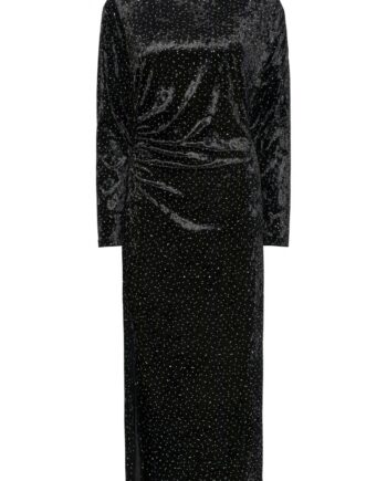 Kjole Tillia Ls Velvet Long Dress Black