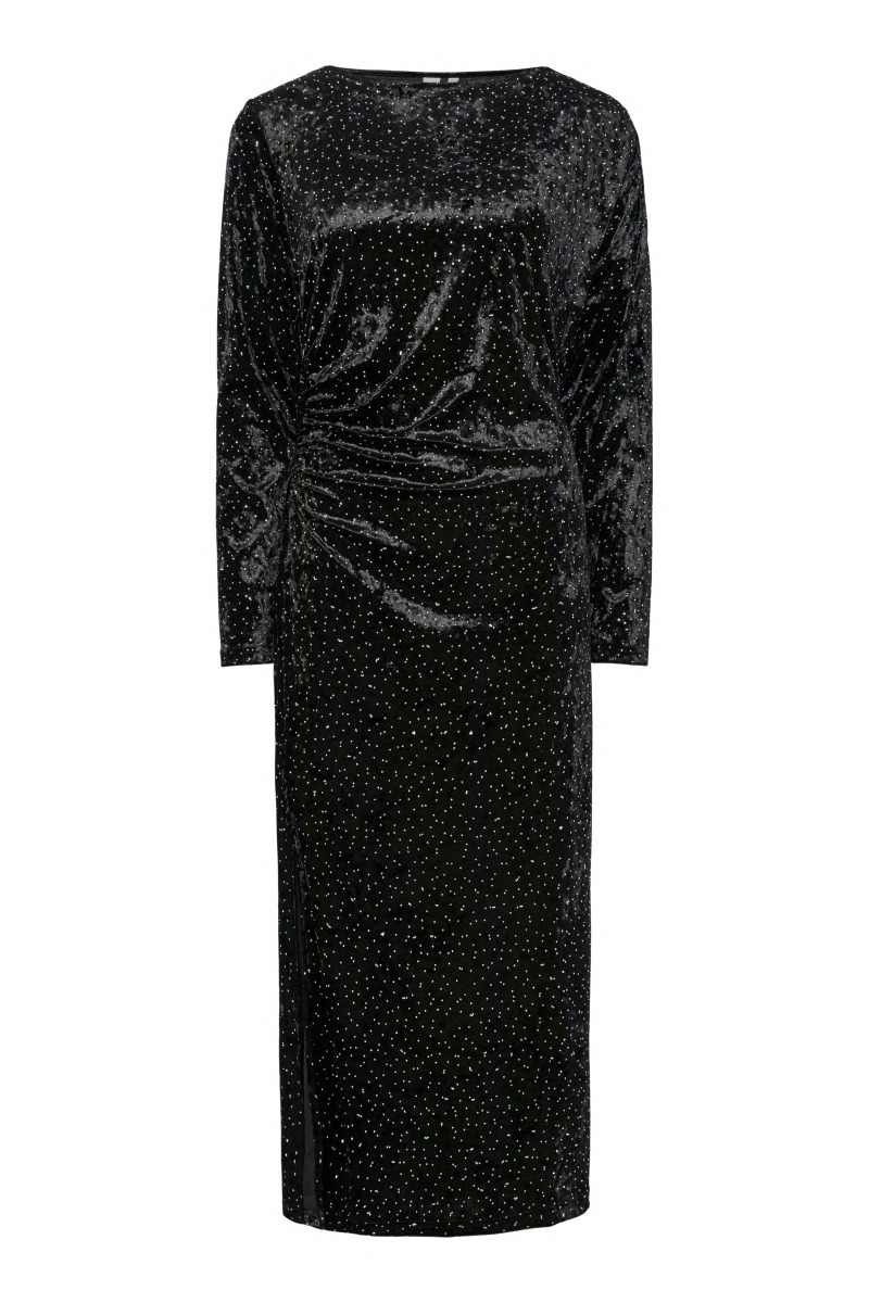 Kjole Tillia Ls Velvet Long Dress Black