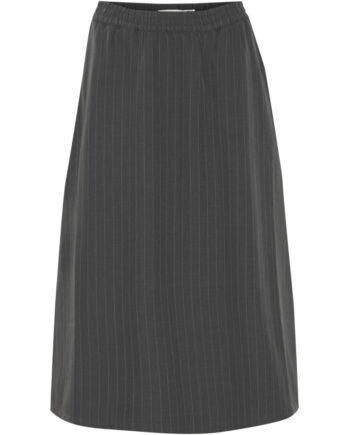 Young Dame Nederdel Bymidde Dark Grey Mel  Pinstripe Mix