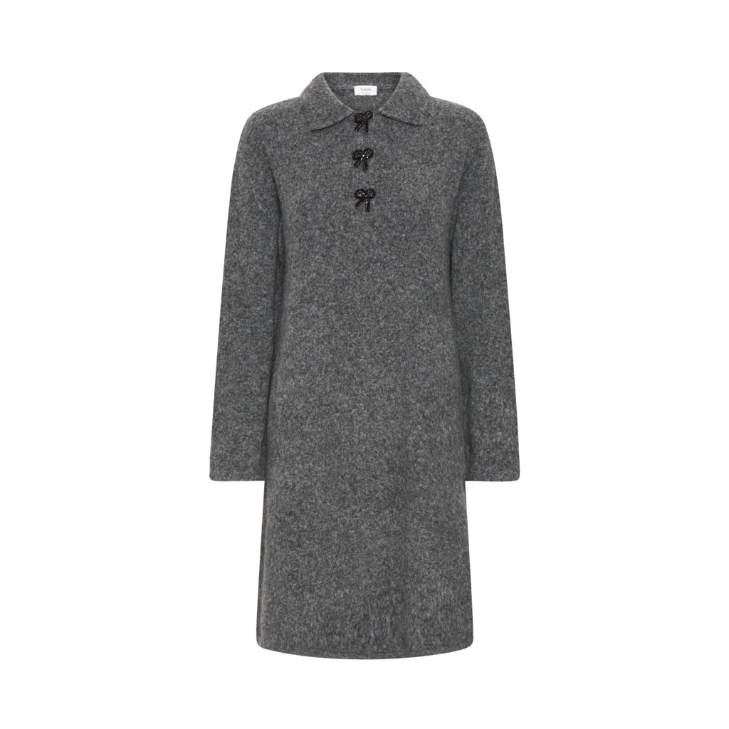 Young Dame Strik Kjole Byomea Dark Grey Melange