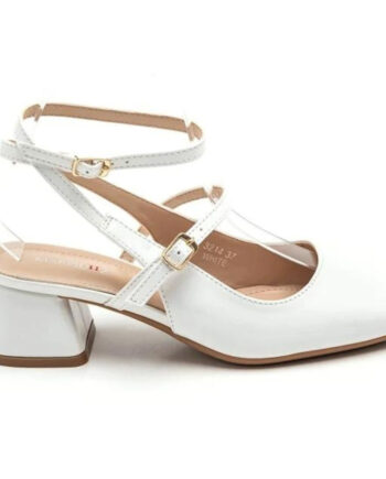Inge Dame Ballerina Med Hæl 3214 White