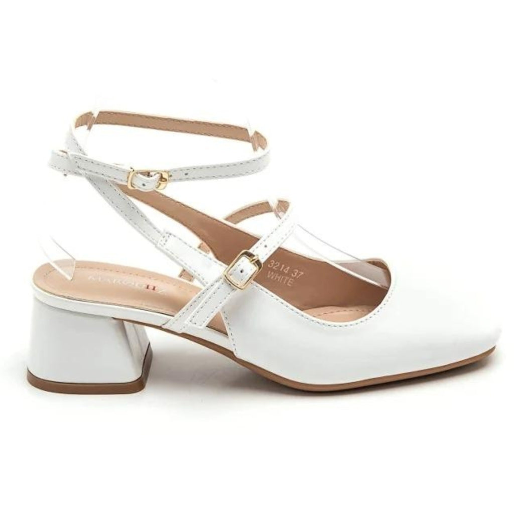 Inge Dame Ballerina Med Hæl 3214 White