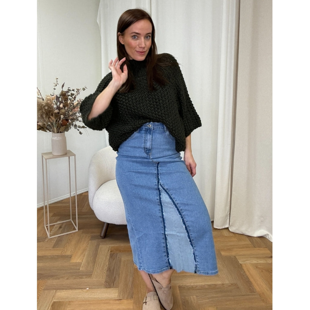 Jewelly Dame Nederdel Jw2580 Denim