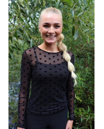 Libertã  Dame Bluse Mesh Black Flock Heart