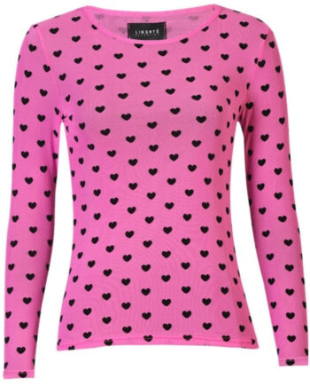 Libertã  Dame Bluse Mesh Pink Black Flock Heart
