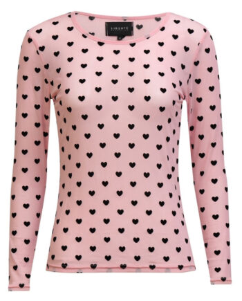 Libertã  Dame Bluse Mesh Rose Black Flock Heart