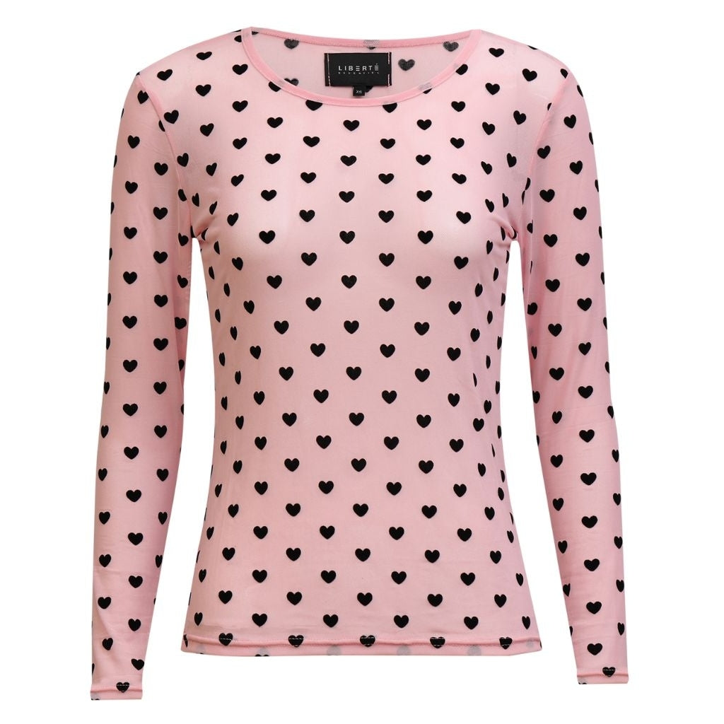 Libertã Dame Bluse Mesh Rose Black Flock Heart
