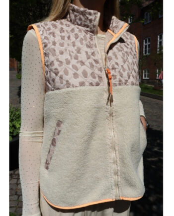 Libertã  Dame Vest Teddy 22173 Creme Pale Lux Leo Neon Orange
