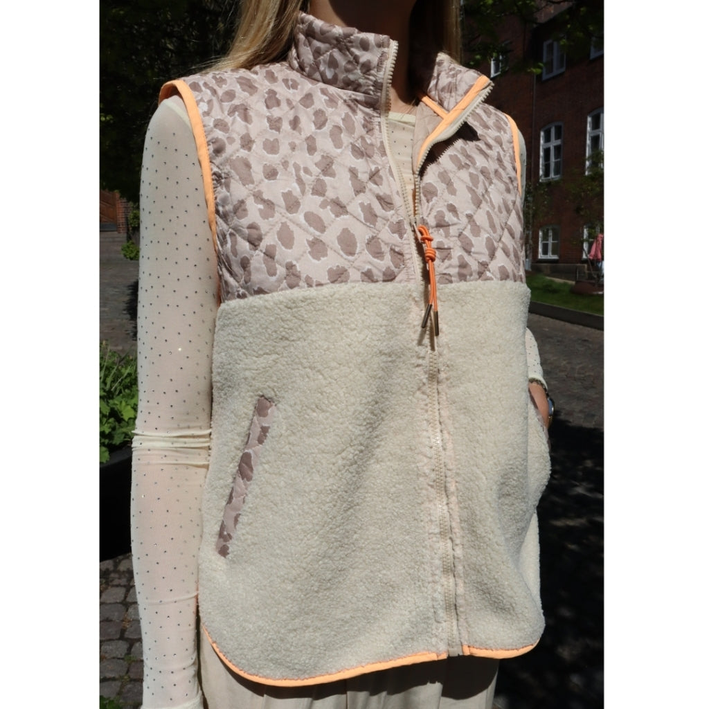 Libertã Dame Vest Teddy 22173 Creme Pale Lux Leo Neon Orange
