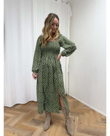 Liberté Kjole Gro Armygreen Flower