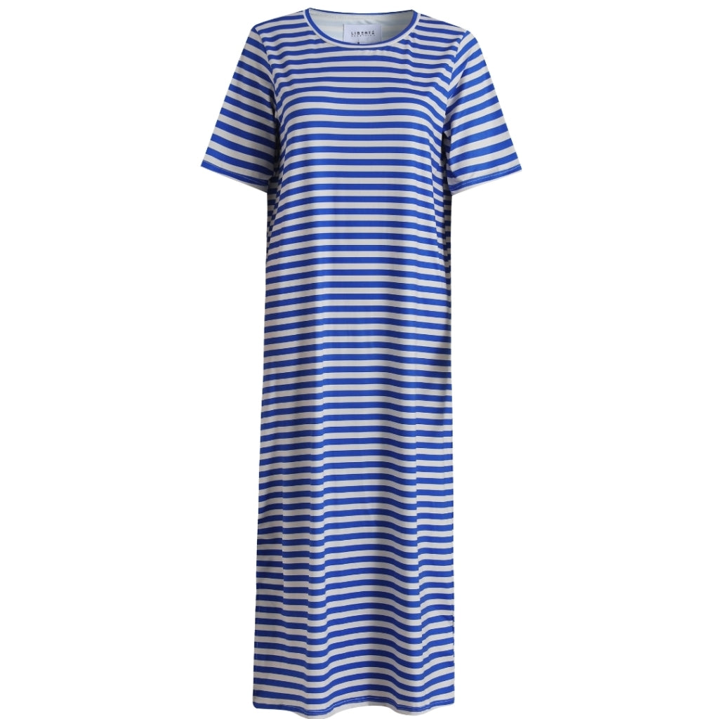 Liberte Dame Kjole Alma 9562 Stripe Ivory Cobolt