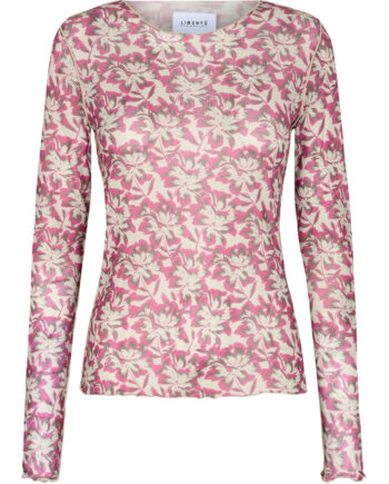 Liberte Dame Langærmet Mesh Top 4086 Brushy Flowers