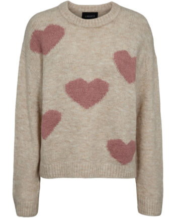 Liberte Dame Pullover Strik Fro Ivory Rose Heart