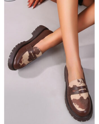 Louisa Dame Loafers Qp55-10 Brown Pattern