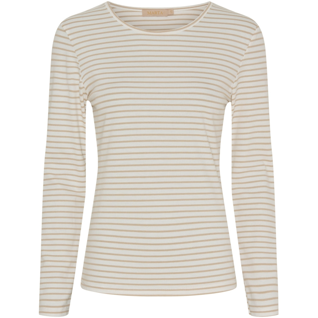 Marta Du Chateau Dame Langærmet -shirt Mdcnancy 6111 Beige White