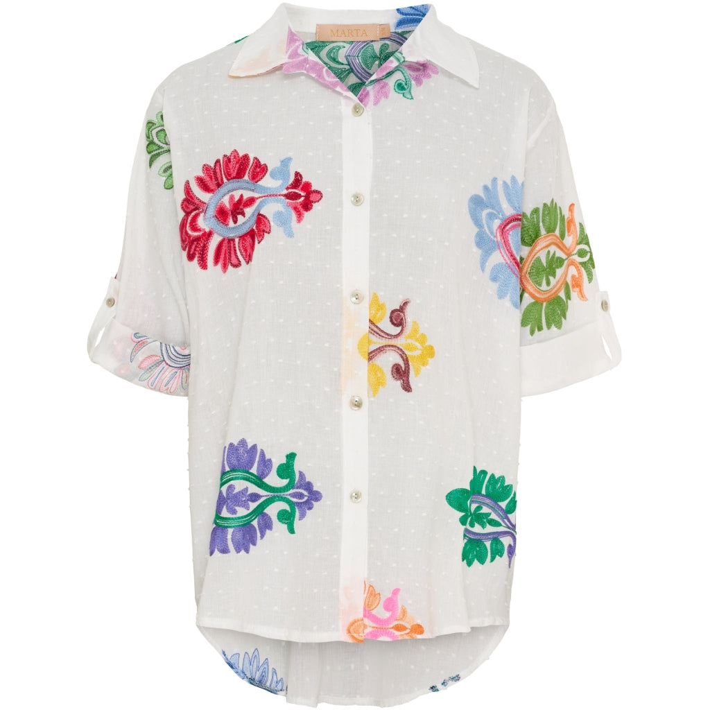 Marta Du Chateau Dame Skjorte Mdcester 5155 White Multi Fiorentina