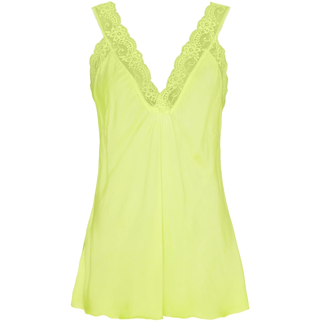 Marta Du Chateau Dame Top Med Blondekant 21336 Fluo Yellow