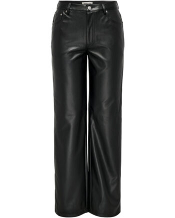 Only Dame Bukser Faux Leather Onlkiri Black