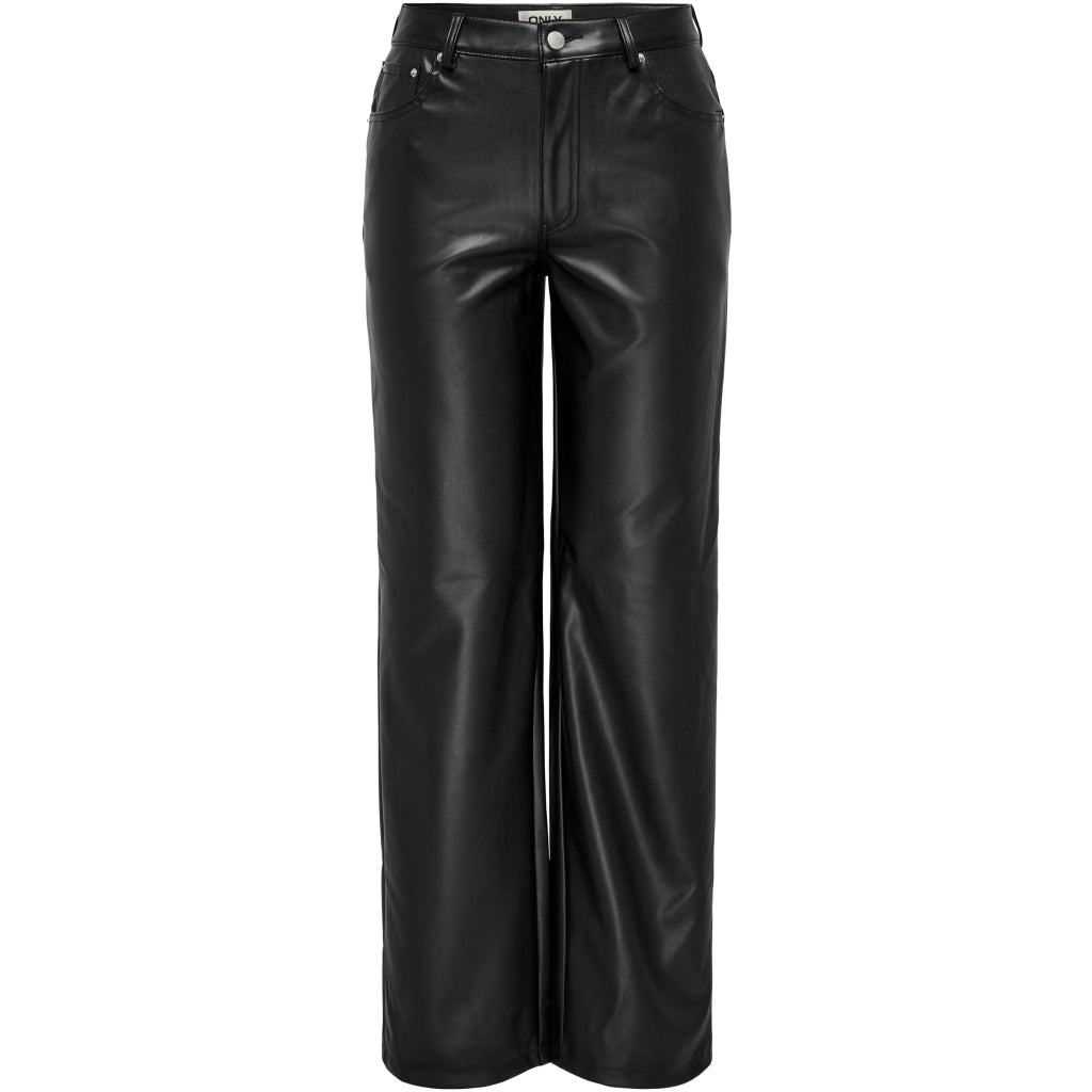 Only Dame Bukser Faux Leather Onlkiri Black