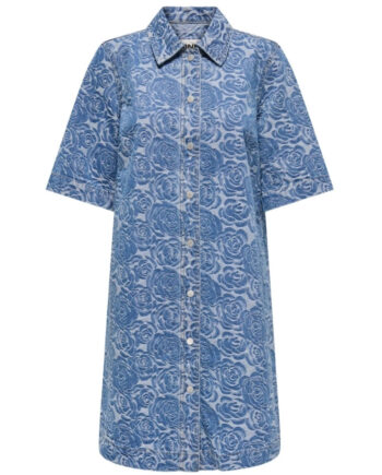 Only Dame Kjole Onlbelle Medium Blue Denim Flower