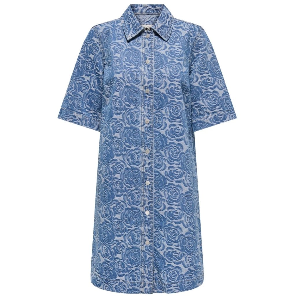 Only Dame Kjole Onlbelle Medium Blue Denim Flower
