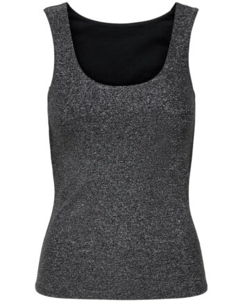 Only Dame Top Onlea Black Silver Glitter