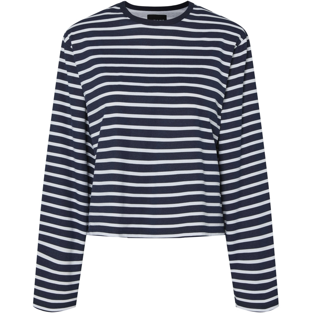 Pieces Dame Bluse Pcfiona Maritime Blue Bright White