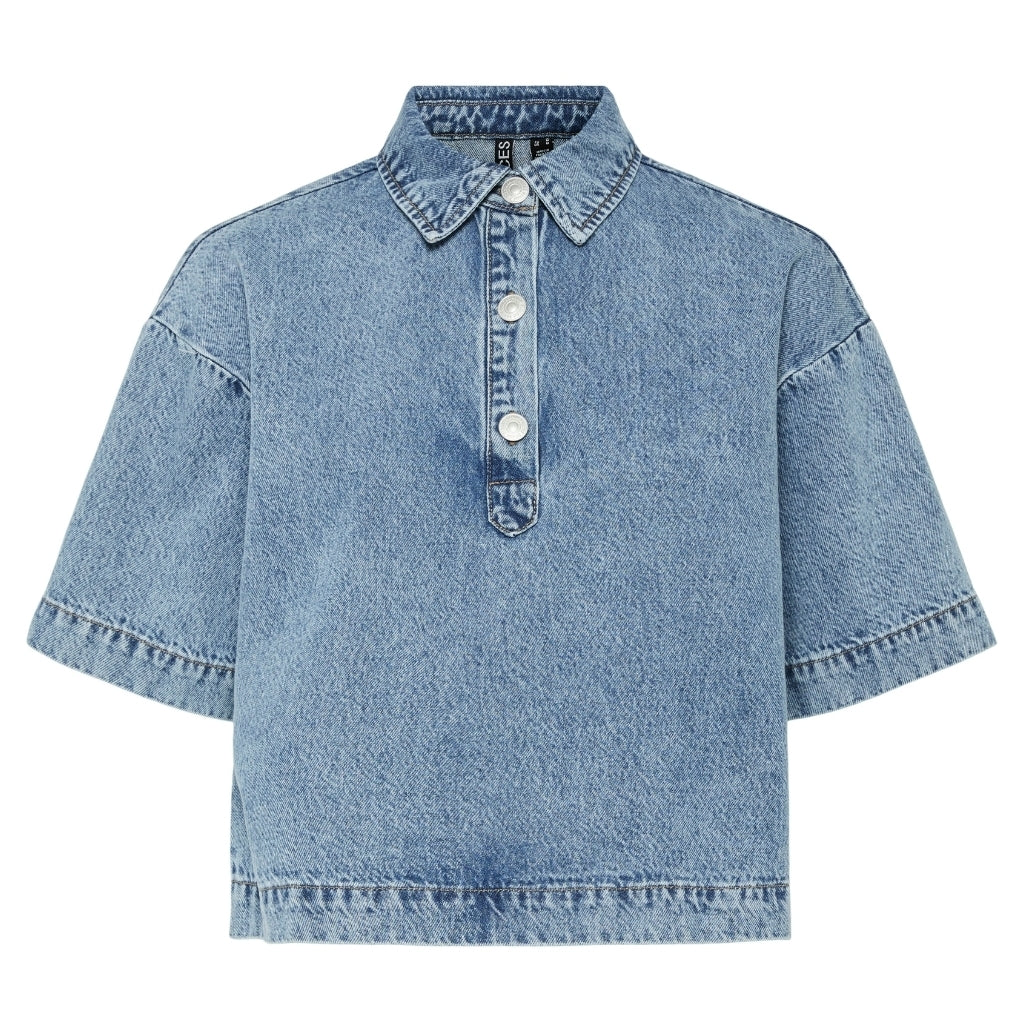 Pieces Dame Bluse Pckenya Medium Blue Denim