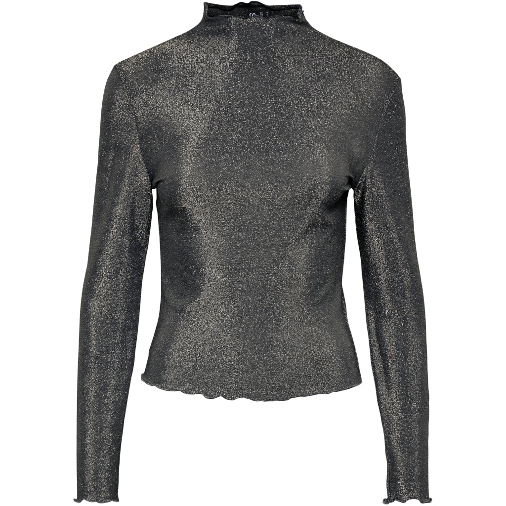 Pieces Dame Bluse Pcsandra Black Silver Lurex