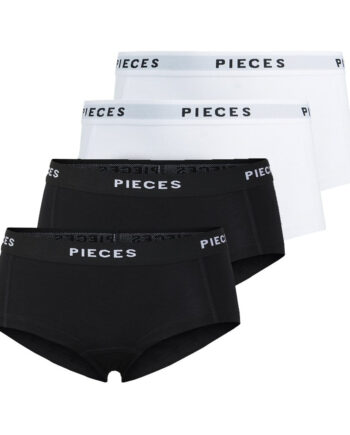 Pieces Dame Hipsters Pclogo Lady  -pack Black   Pack    Blk Blk White White