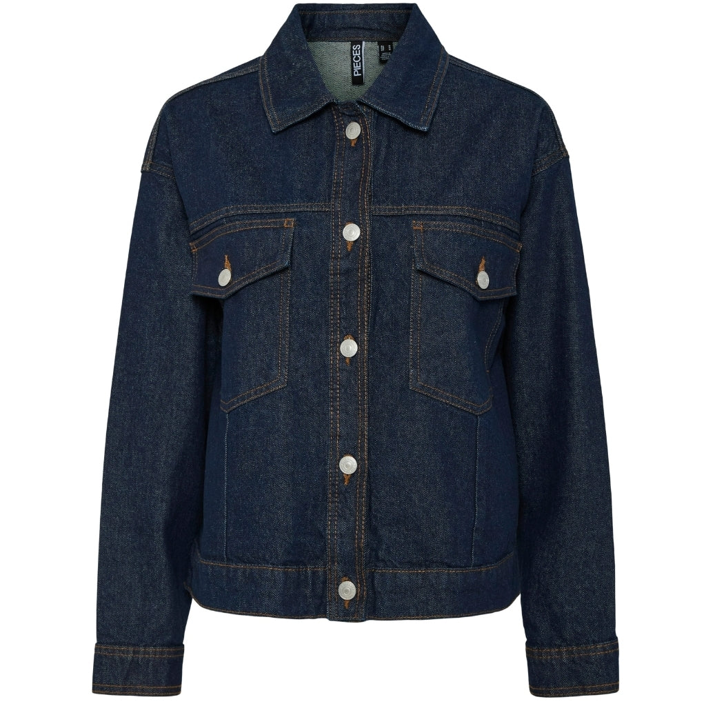 Pieces Dame Jakke Pcelma Dark Blue Denim Rinse Wash