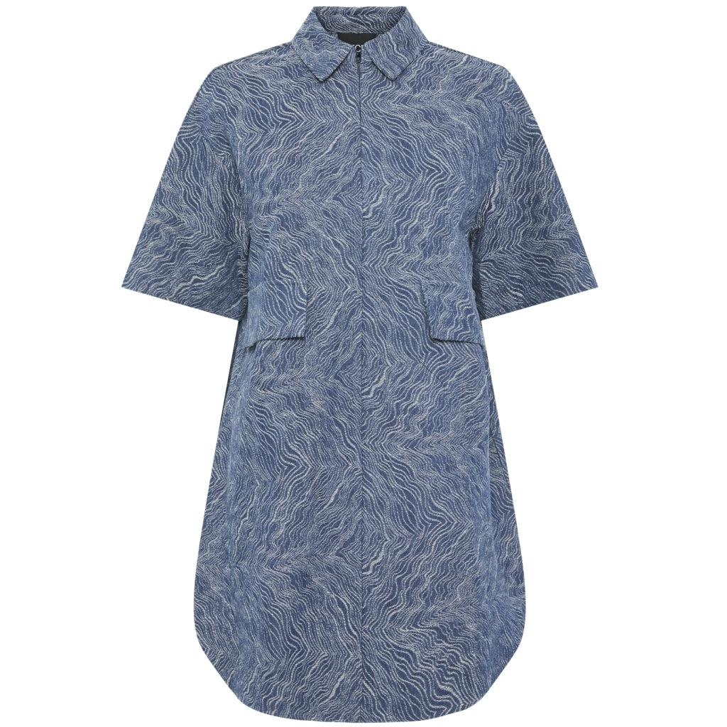 Pieces Dame Kjole Pcjennifer Medium Blue Denim Jaquard