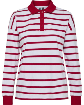 Pieces Dame Polo Pcamilie Bright White High Risk Red