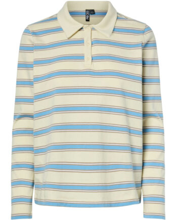 Pieces Dame Polo Pcfrankie Cloud Cream Blue-silver Mink-white