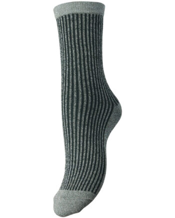 Pieces Dame Strømper Pcsebby Castor Gray Stripes Darkest Spruce